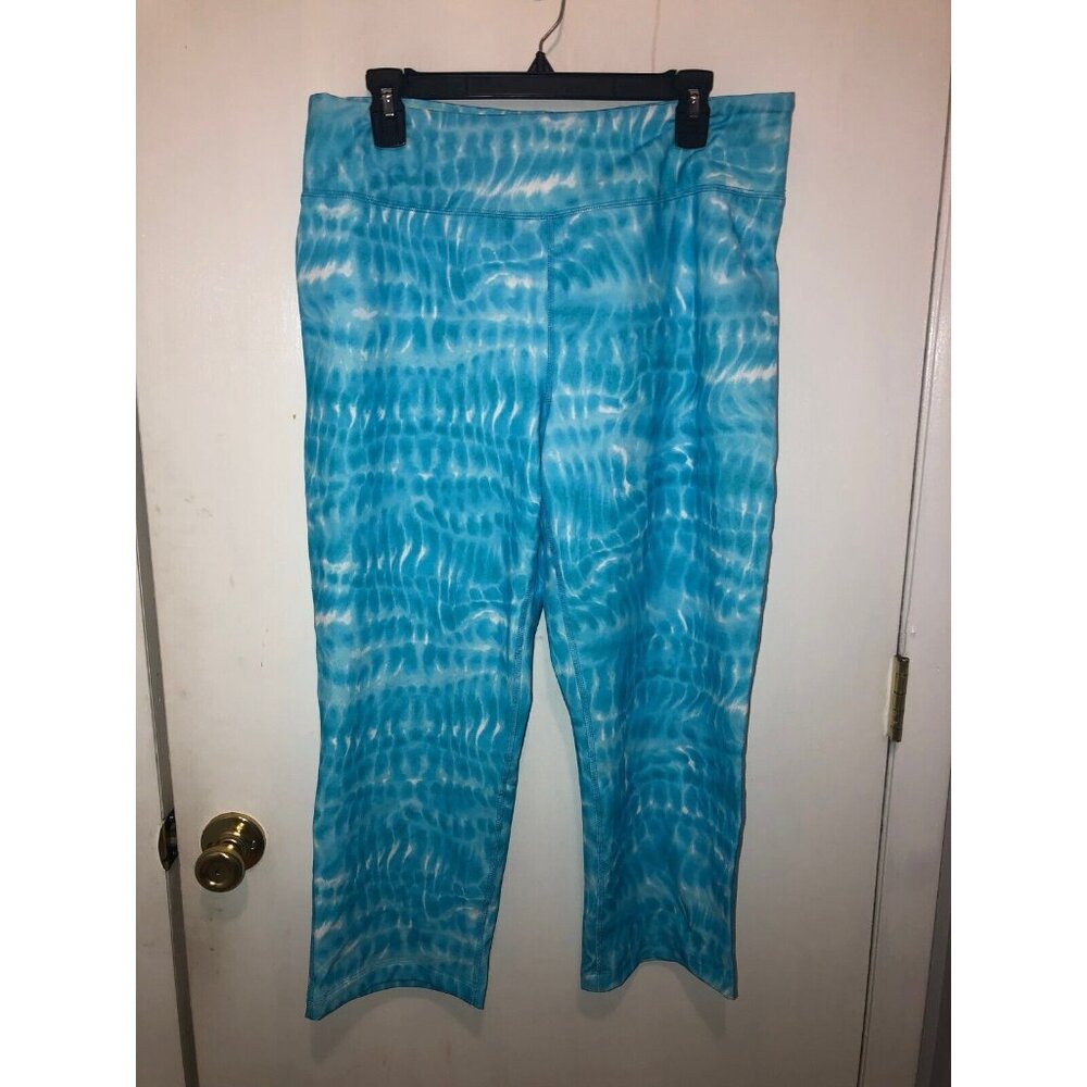 Lands' End Blue Tie-Dye Cropped Yoga Pants